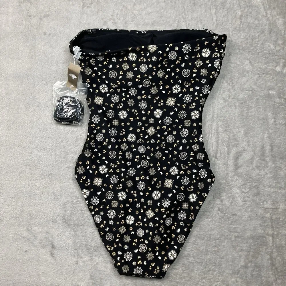 J Crew Classic Sculpt Gemma One Piece Swimsuit 6 Black Bandana Convertible CS577